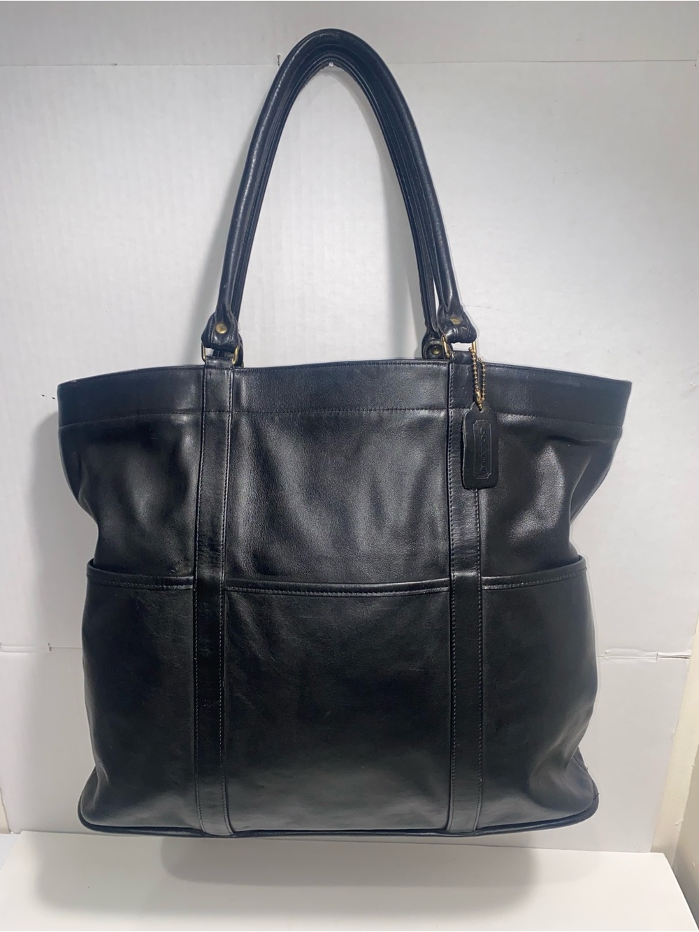 Coach Large Black Leather Tote Shoulder Bag Style 0834
